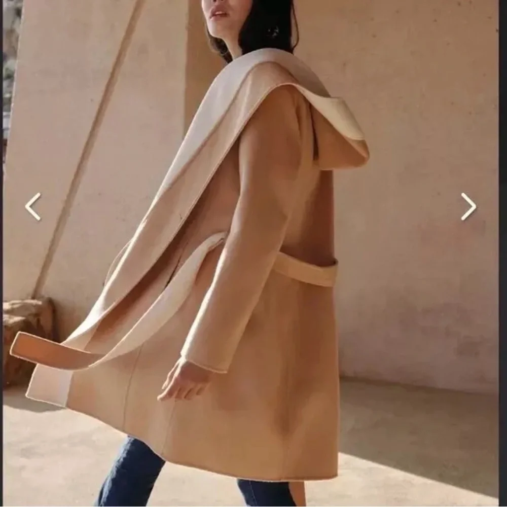 BCBG MAXAZRIA Wool Wrap Long Soft Hooded Jacket Coat XS BCBGMAXAZRIA almost sold - Picture 5 of 12